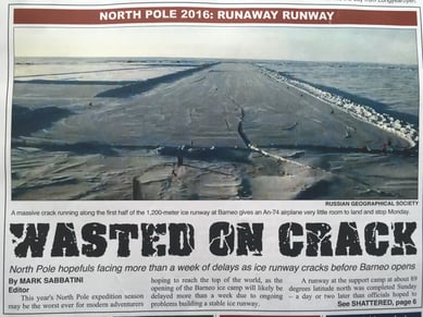 Picture taken by Vic Vicary of a local press cutting about the cracked runway-1